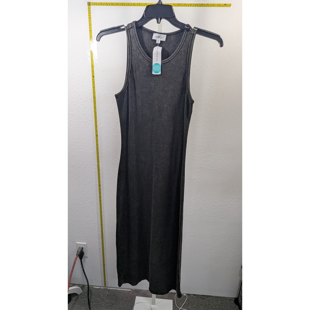 Kaileigh Stitch Fix Grey Mineral Wash Ribbed Midi Tank Dress SP NEW